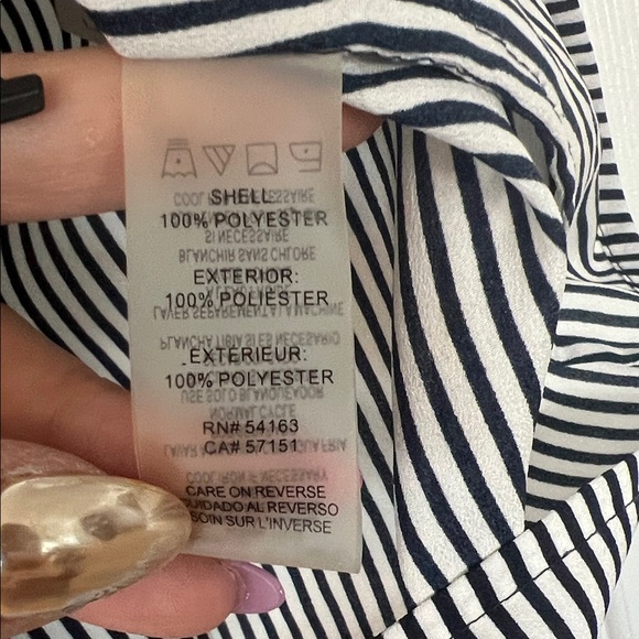 Karl Lagerfeld Black and White Striped Ruffle Blouse - Picture 3 of 4